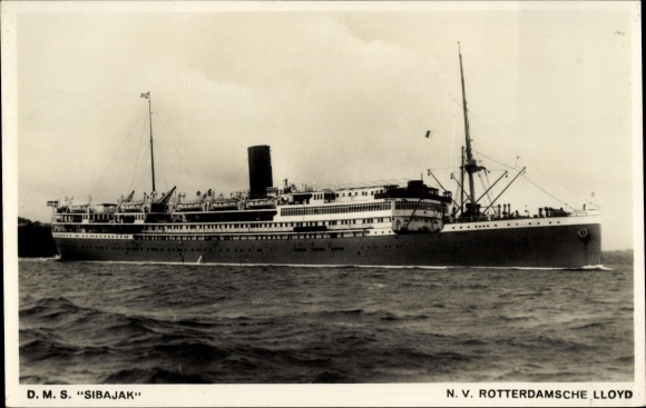Ansichtkaart stoomboot Sibajak, NV Rotterdamsche Lloyd