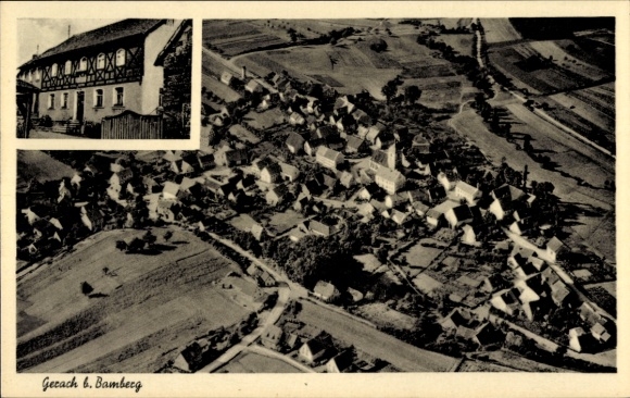 Ak Gerach in Oberfranken, Fliegeraufnahme, Gasthof