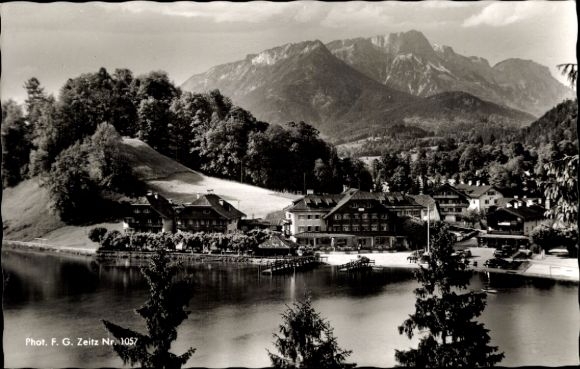 Postcard Königssee Berchtesgadener Land Upper Bavaria, village Königssee, Untersberg