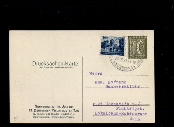 Postwaardestuk Ak PP 57 C1 02, 27e Duitse Filatelistendag 1921