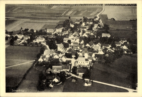 Postcard Schwitting near Landsberg/Lech, aerial photograph