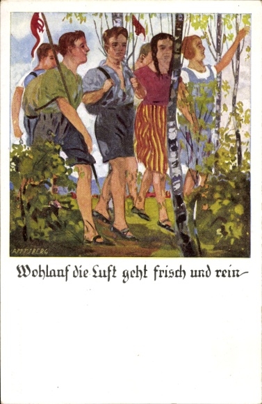 Künstler Ak Amtsberg, Otto, Deutsche Turnerschaft, Wohlauf die Luft geht frisch und rein