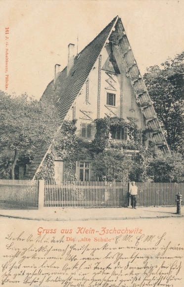 Postcard Dresden Kleinzschachwitz, The old school