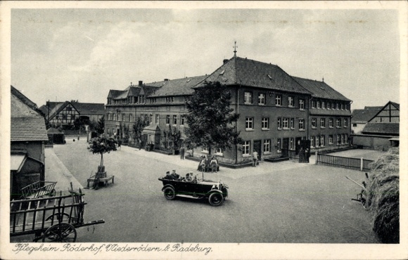 Postcard Niederrödern Rödern Ebersbach near Großenhain, Röderhof nursing home, Moritzburg Brothers' Institution
