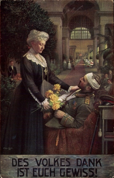 Artist Postcard Fischer, The people's gratitude is certain, Empress Auguste Viktoria visits hospital