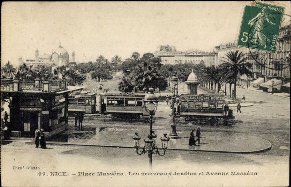 Ak Neufchâtel en Bray Seine Maritime, Place Massena, les nieuwe Jardins, Avenue Massenn