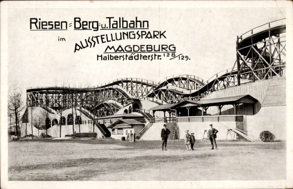 Ak Magdeburg an der Elbe, Riesen-Berg- und Talbahn, Ausstellungspark, Halberstädterstraße 128