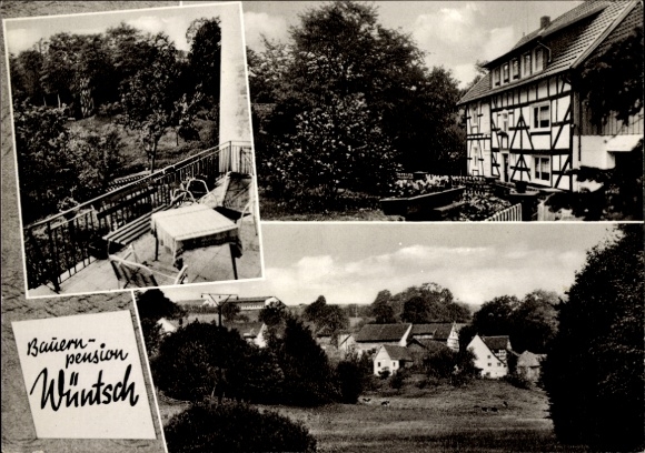 Postcard Dreschhausen Reichshof Oberbergischer Kreis, Farmers' Pension Wüntsch, garden view, terrace, l