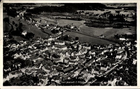 Postcard Immenstadt im Allgäu Swabia, aerial photograph