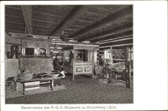 Postcard Jelenia Góra Hirschberg Giant Mountains Silesia, farmhouse parlor, RGV Museum