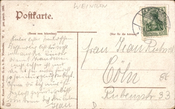 Postcard Hinterkirk Auslese, wine press in use