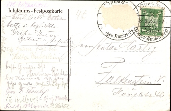 PC Dresden center old town, song festivals, 1. German 1865, 1. Saxon 20.-23.06.1925