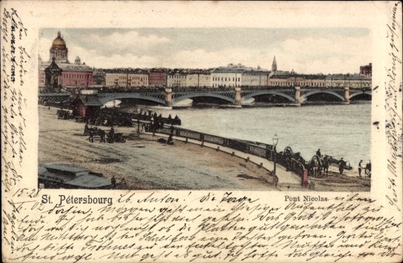 CPA Saint-Pétersbourg Russie, Pont Nicolas