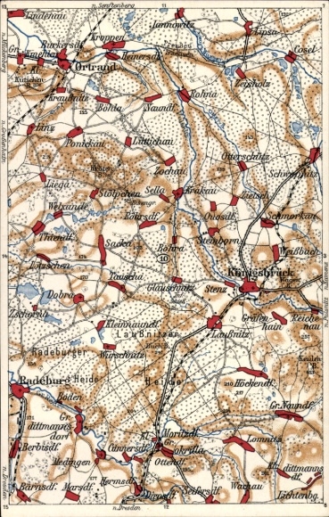 Maps Postcard Königsbrück in the Upper Lusatia, Krakau Saxony, Laußnitz, Höckendorf