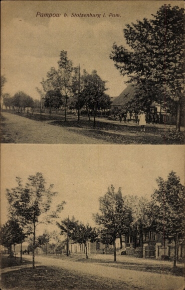 Postcard Pampow in Mecklenburg, street scene