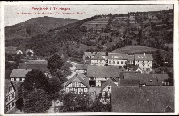 Postcard Etzelbach Uhlstädt Kirchhasel in Thuringia, inn to the German oak
