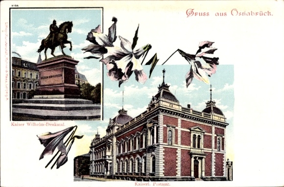 Ak Osnabrück in Niedersachsen, Kaiser Wilhelm-Denkmal, Postamt