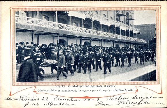 Postcard Buenos Aires Argentinien, Visit to the Mausoleum of San Martin, Chilean Marines