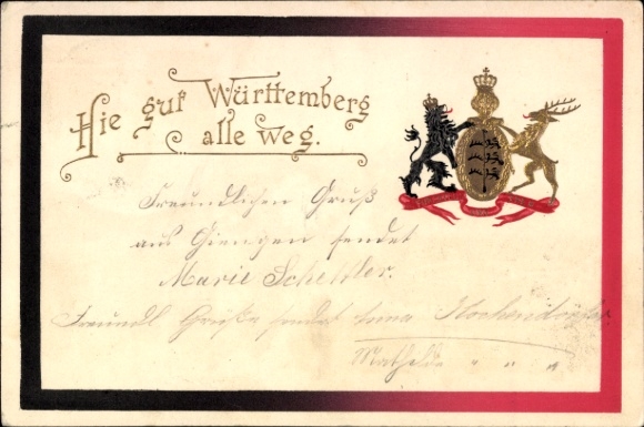 Präge Ak Hie gut Württemberg alle weg, Wappen