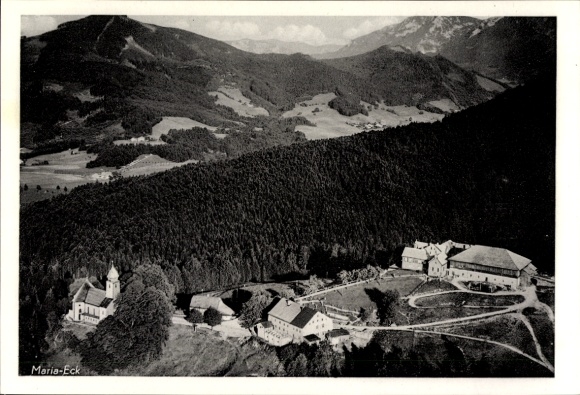 Postcard Siegsdorf in Upper Bavaria, Maria Eck Monastery, aerial photograph