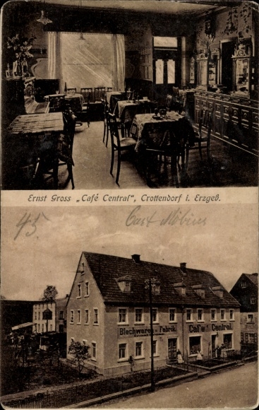 Postcard Crottendorf im Erzgebirge, Cafe Central, owner Ernst Groß