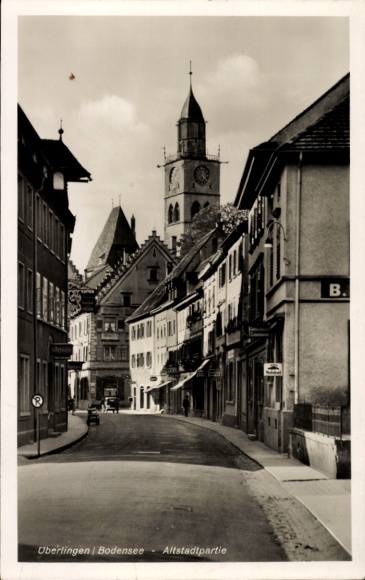 Postcard Überlingen am Bodensee, old town street view, historical buildings