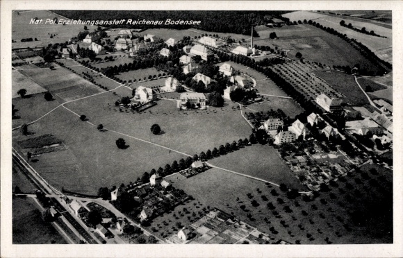 Ak Insel Reichenau Bodensee, Nat. Pol. Erziehungsanstalt, Luftbild