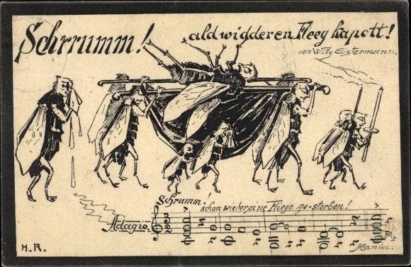Song Postcard Willy Estermann, Schrrumm, Ald widder en Fleeg kapott, Dead Fly, Willy Ostermann