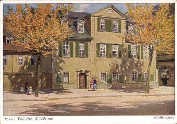 Artist Postcard Hey, Paul, Old Weimar in Thuringia, Schiller House, Ackermann 6184