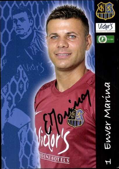 Autograph card footballer Enver Marina, 1. FC Saarbrücken, autograph