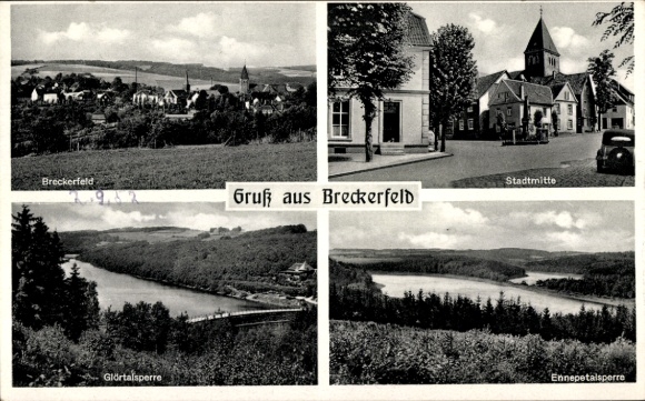 Ak Breckerfeld im Sauerland, Stadtmitte, Ennepetalsperre, Glörtalsperre