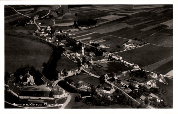 Postcard Neuhausen Aham Landshut district, aerial photograph