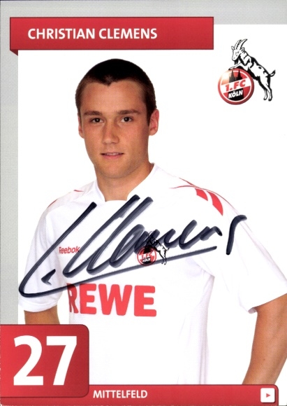 Autogrammkarte Fußballer Christian Clemens, 1. FC Köln, Autogramm