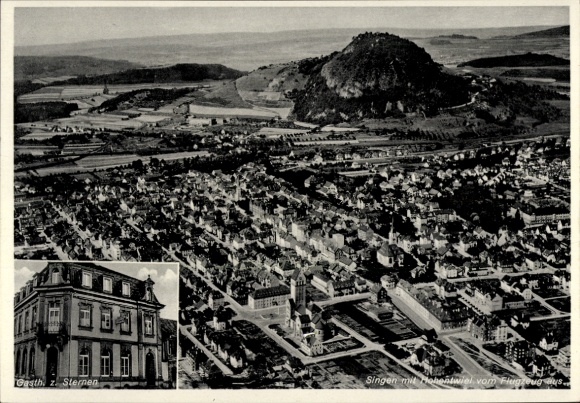 Ak Singen Hohentwiel im Kreis Konstanz, Fliegeraufnahme, Gasthaus zum Sternen, Bes. H. Martin