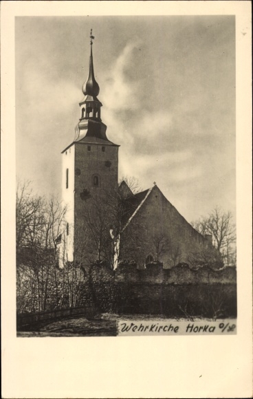 Photo Postcard Horka Saxony, fortified church
