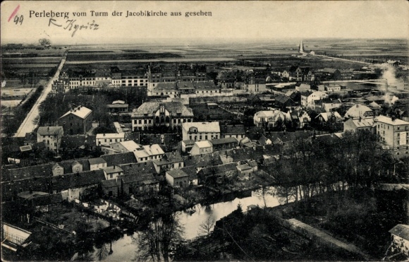 Postcard Perleberg in the Prignitz, town view, view from the tower of the Jacobi Church