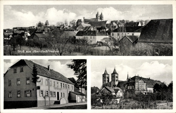 Postcard Ilbenstadt Niddatal in Hesse, Gasthaus zu den drei Hasen, owner Hch. Dickenberger