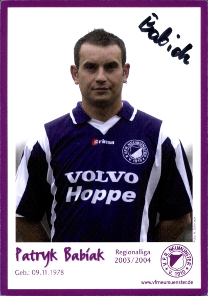 Autogrammkarte Fußballer Patryk Babiak, VfR Neumünster, Autogramm