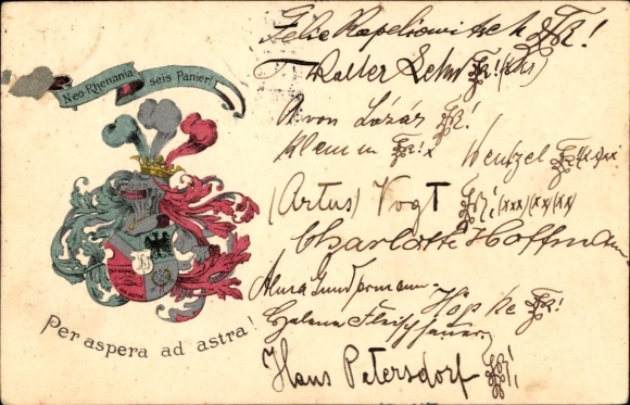 Studentika Postcard Berlin, Corps Neo Rhenania, Coat of Arms, RSC