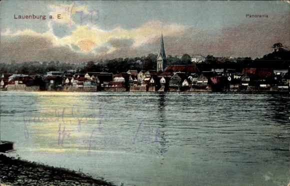 Postcard Lauenburg on the Elbe, Panorama