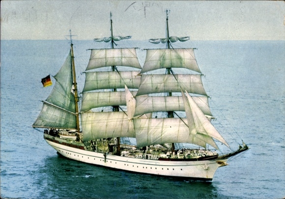 Postcard sailing training ship Gorch Fock, Federal Navy