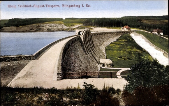Postcard Klingenberg in Saxony, King Friedrich August Dam