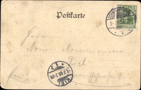 Postcard Schwarzenbek in Lauenburg, savings bank, private school