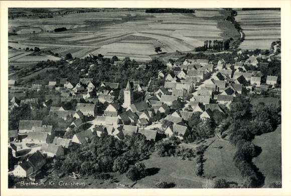Postcard Brettheim Rot am See Württemberg, aerial photograph