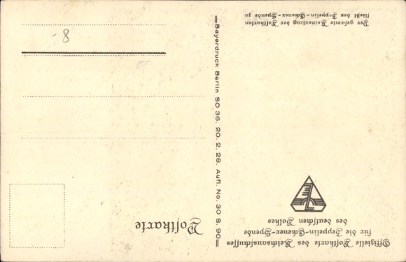 Artist Postcard Amtsberg, Otto, Zeppelin Eckener donation, waving man, airship