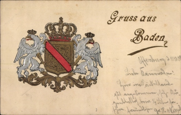 Präge Wappen Ak Baden, Krone
