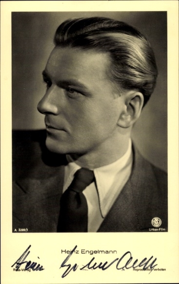 Postcard actor Heinz Engelmann, portrait, autograph