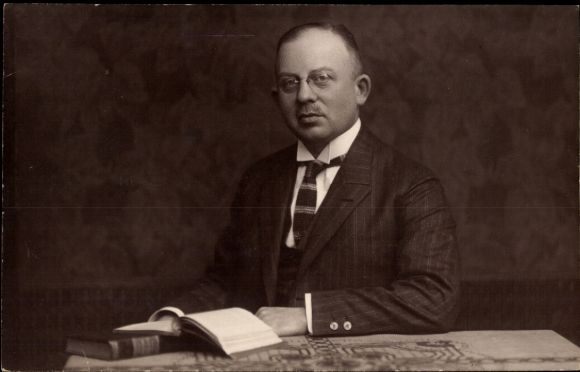 Photo Postcard Man at the table, portrait, book