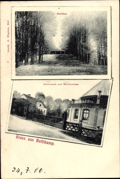 Ak Bothkamp Schleswig Holstein, Pavillon, Sternwarte und Brückenhaus