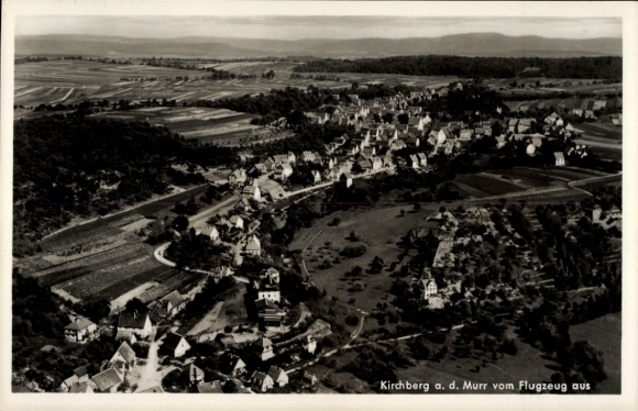 Postcard Kirchberg an der Murr Württemberg, aerial view of Kirchberg, many houses, rural surroundings
